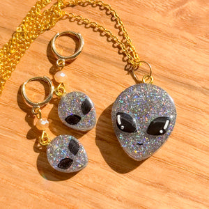 Alien Earrings and Necklace