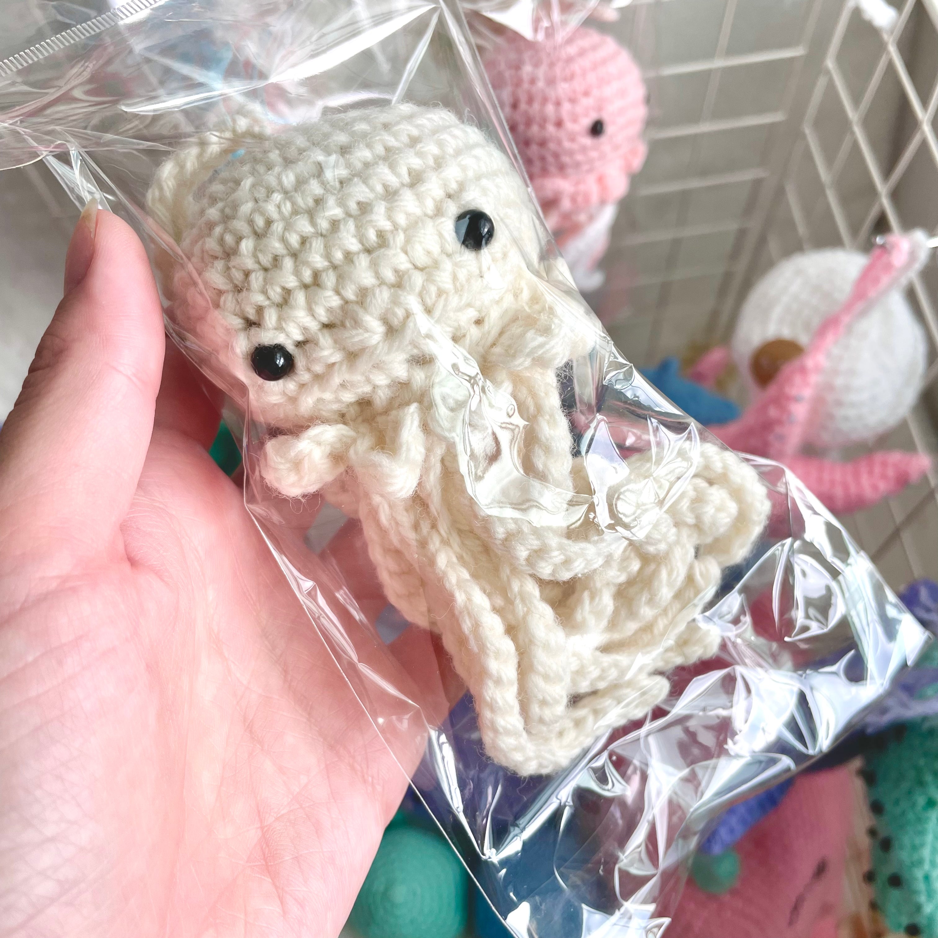 Small Crochet Ivory Jellyfish