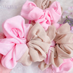 Pink Taupe Chiffon Scrunchies
