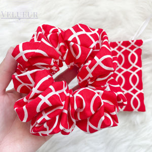 Red Pattern Scrunchie with Pouch