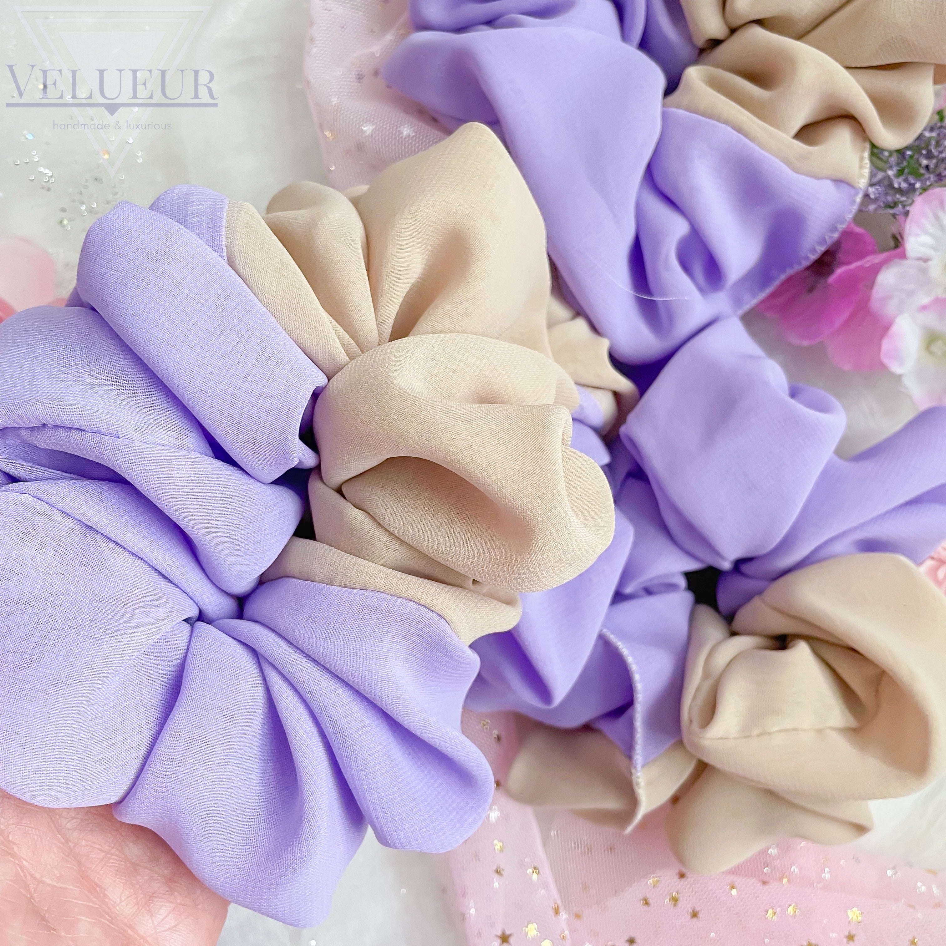 Purple Taupe Chiffon Scrunchie